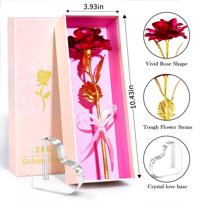 Beferr Valentines Day Rose Gifts for Her, Birthday Gifts for Women Mom Galaxy Rose Glass Forever Flowers with Heart-Shaped Base Eternal Crystal Roses Valentine Gifts for Grandma Wife Sister Girlfriend - Image 2